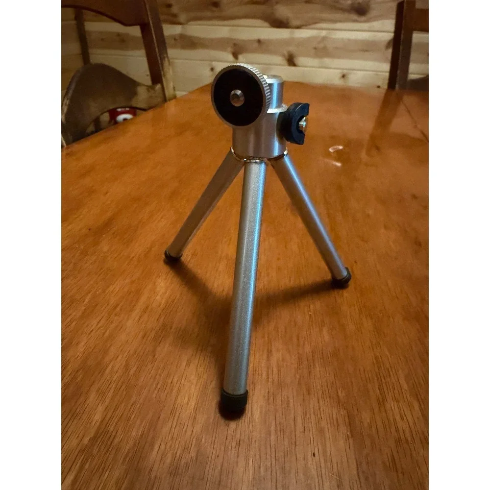 Mini Tabletop Tripod Silver Metal Portable Compact Camera Stand 5 Inch Foldable‎
